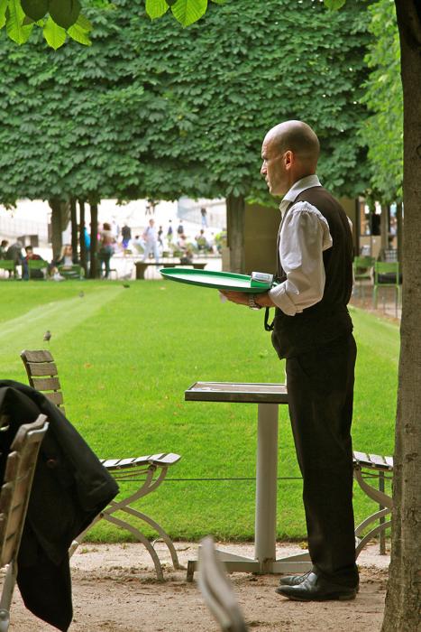 Waiter, Jardin des Tuileries. Photograph by Dan Mangan